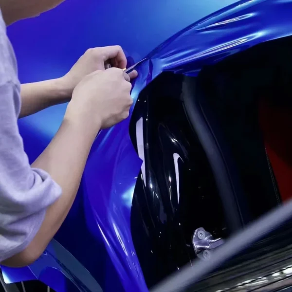 Gloss Liquid Metallic Olympic Blue Vinyl Wrap (PET Liner) - Image 4