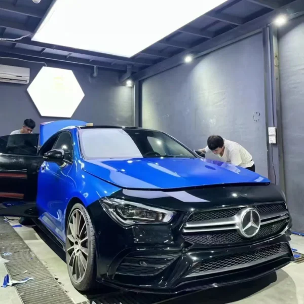 Gloss Liquid Metallic Olympic Blue Vinyl Wrap (PET Liner) - Image 2