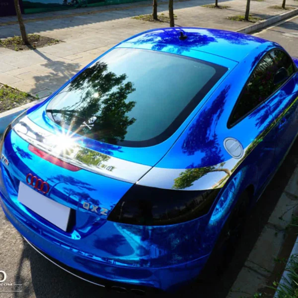 High Stretch Mirror Blue Chrome Vinyl Wrap - Image 2