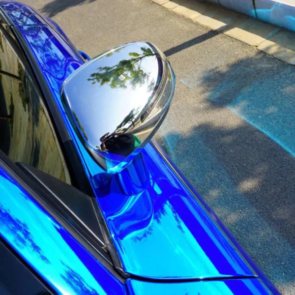 High Stretch Mirror Blue Chrome Vinyl Wrap - Image 3
