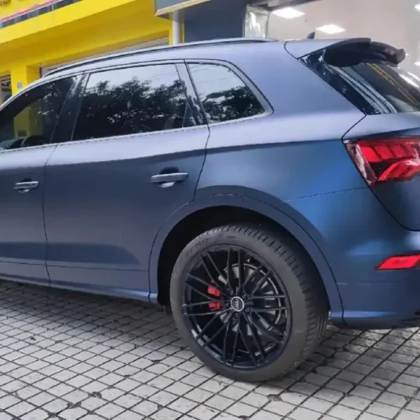 Ultral Matte Metal Black Blue Vinyl Wrap (PET Liner) - Image 5