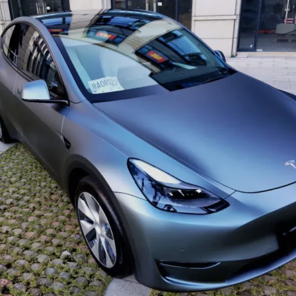 Ultral Matte Metal Blue Grey Vinyl Wrap (PET Liner) - Image 2