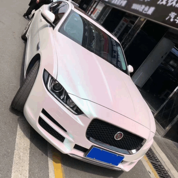 Matte White Pink Chameleon Car wrap - Image 3