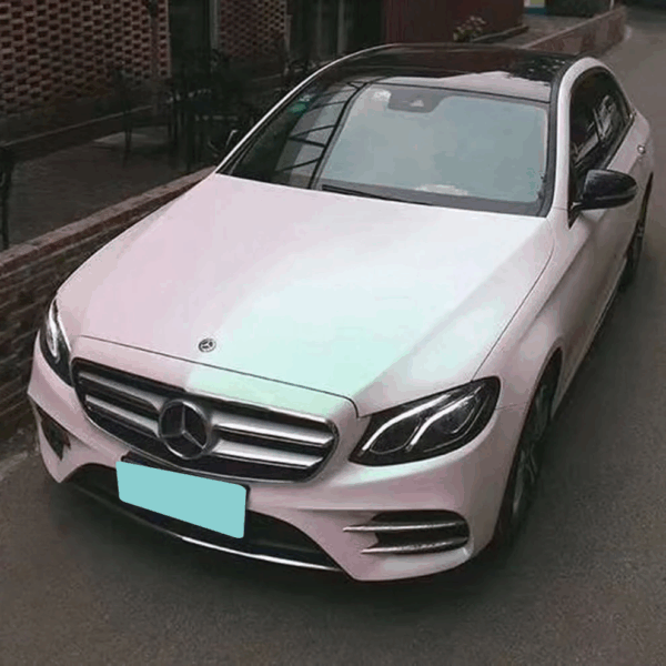 Matte White Pink Chameleon Car wrap - Image 4