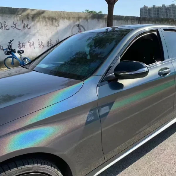 Gloss Iridescent Laser Brown Grey Car Wrap - Image 5