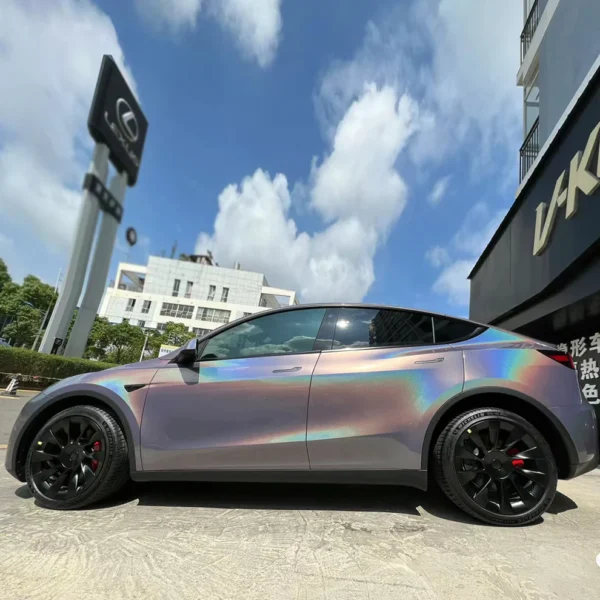 Gloss Iridescent Laser Brown Grey Car Wrap - Image 6