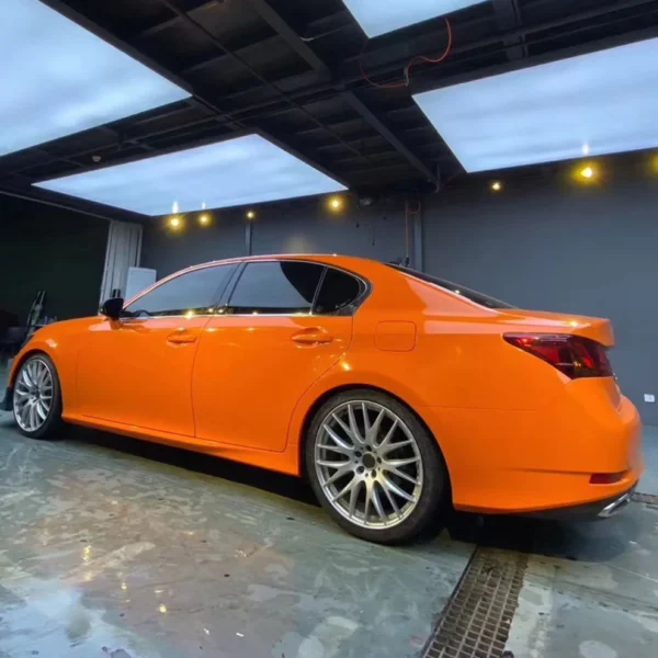 Super Gloss Flame Orange Vinyl Wrap Car (PET Liner) - Image 3
