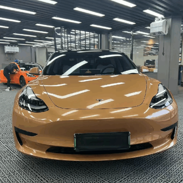 Gloss Aramel Brown Car Wrap (PET Liner) - Image 3