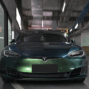 Diamond Chameleon Green Gold Car Wrap