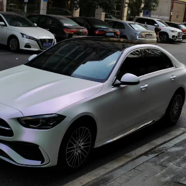 Matte White Purple Chameleon Car Sticker - Image 2