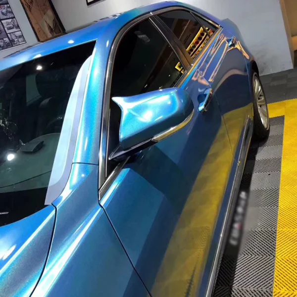 Gloss Iridescent Blue Car Wrap - Image 2