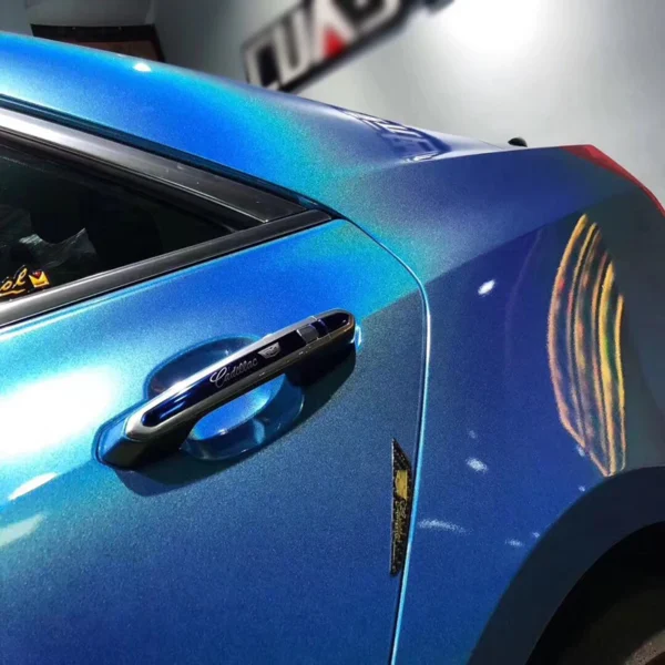 Gloss Iridescent Blue Car Wrap - Image 3