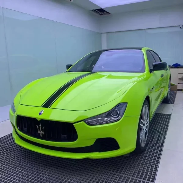Glossy Crystal Apple Green Vinyl Wrap PET Liner - Image 3