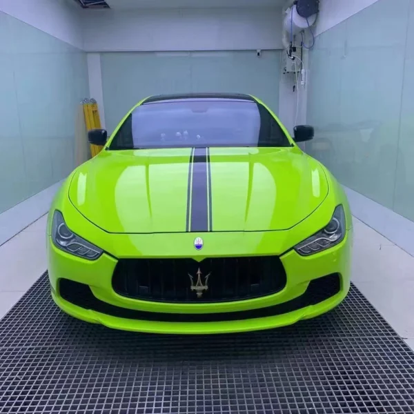 Glossy Crystal Apple Green Vinyl Wrap PET Liner - Image 2