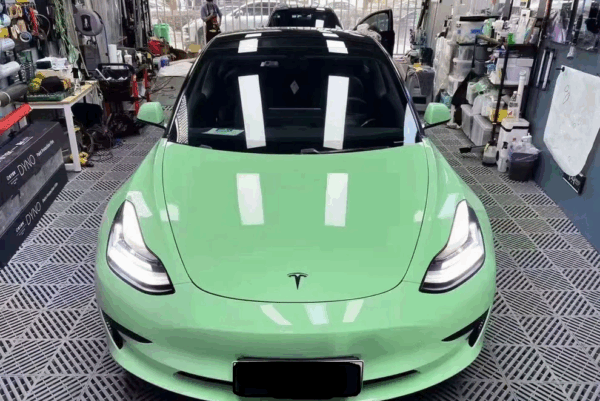 Glossy Crystal Haze Green Wrap Vinyl PET Liner - Image 4