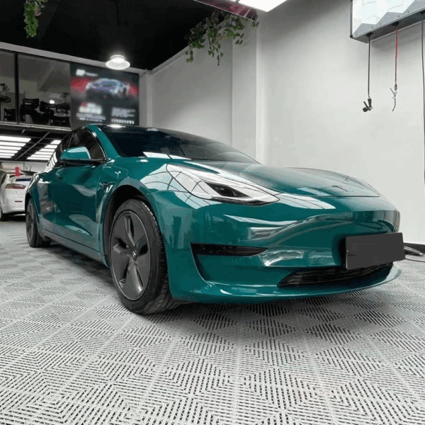 Glossy Crystal Audi Hell Green Vinyl Wrap PET Liner - Image 4