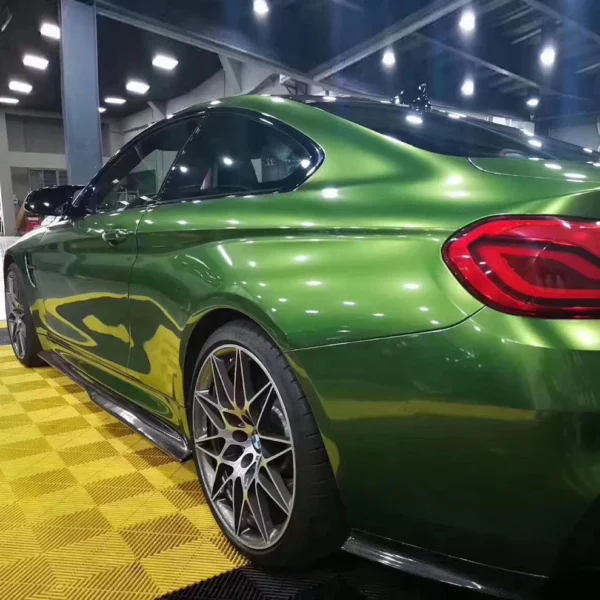 Gloss Metallic Mamba Green Car Vinyl Wrap (PET Liner) - Image 4