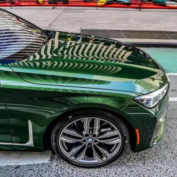Gloss Metallic Blackish Green Vehicle Vinyl Wrap (PET Liner) - Image 2