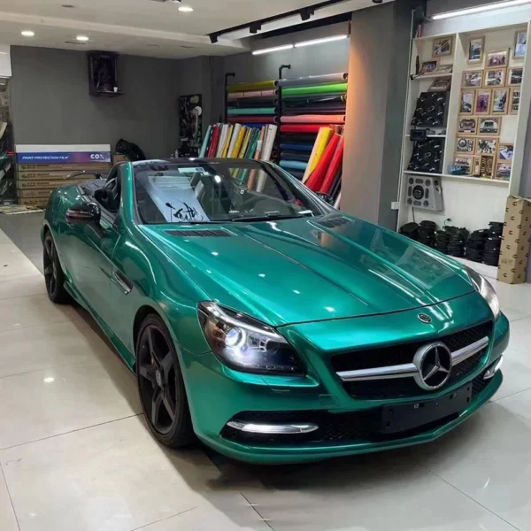 Gloss Metallic Emerald Green Vehicle Wrap (PET Liner) - Image 6