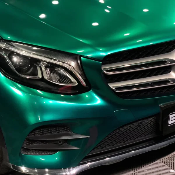 Gloss Metallic Emerald Green Vehicle Wrap (PET Liner) - Image 4