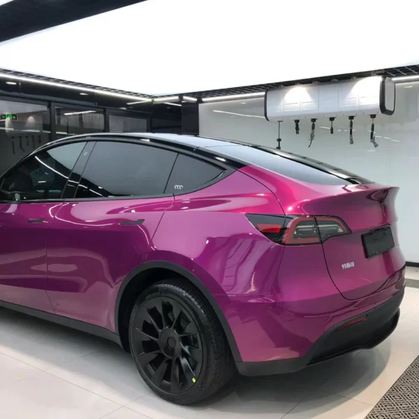 Gloss Metallic Berry Purple Car Wrap (PET Liner) - Image 2