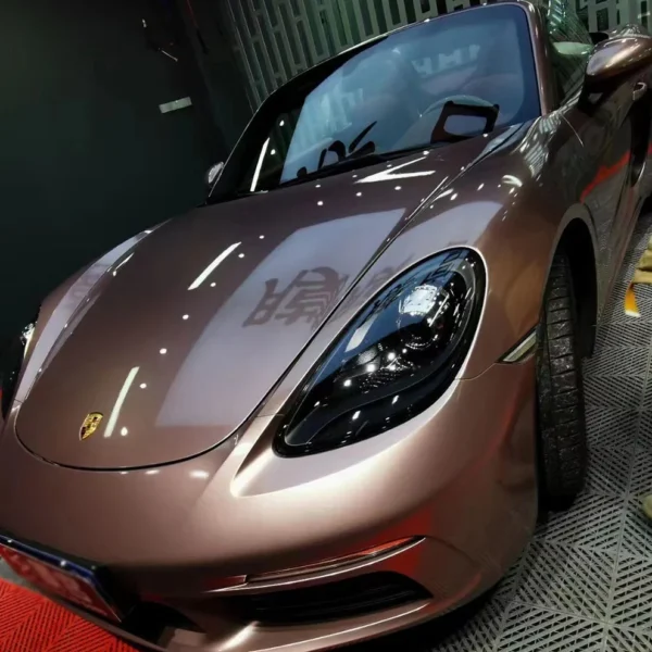Gloss Metallic Porsche Strawberry Pink Vehicle Wrap Vinyl (PET Liner) - Image 4