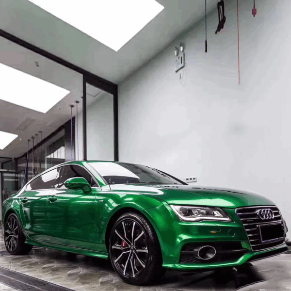 Gloss Metallic Apple Green Vinyl Wrap for cars - Image 6