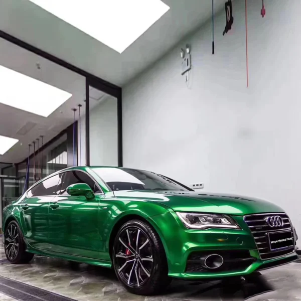 Gloss Metallic Apple Green Vinyl Wrap for cars - Image 3
