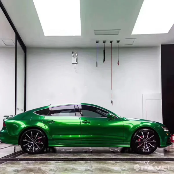 Gloss Metallic Apple Green Vinyl Wrap for cars - Image 2