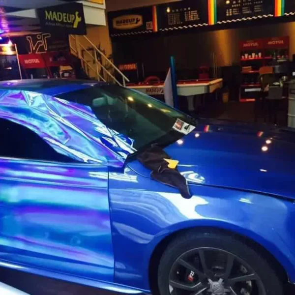 Blue Holographic Car Wrap Chrome - Image 2