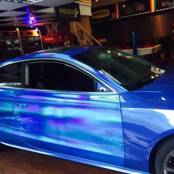 Blue Holographic Car Wrap Chrome - Image 3